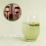 Stiklinė su Detox mišiniu ir Before After nuotrauka kampe
