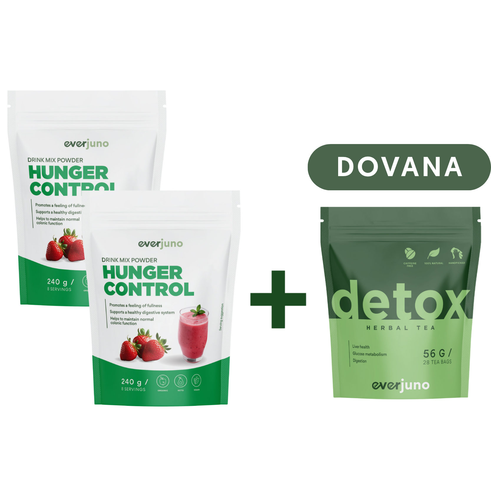 2HUN +TEA 2x Skaidulų mišinys APETITO KONTROLĖ + Detox Tea DOVANA - Image 1